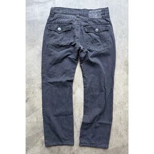 True Religion Zach Jeans Mens W36 L32 Black Y2K Stretch Fit USA Made Ricky Flaps